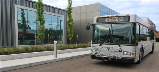 metro rta line service bus in front of the maintenance and operations facility
