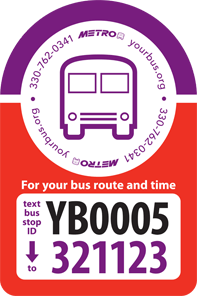 For Your Bus Route and Time, text your bus stop ID YB0005 to 321123