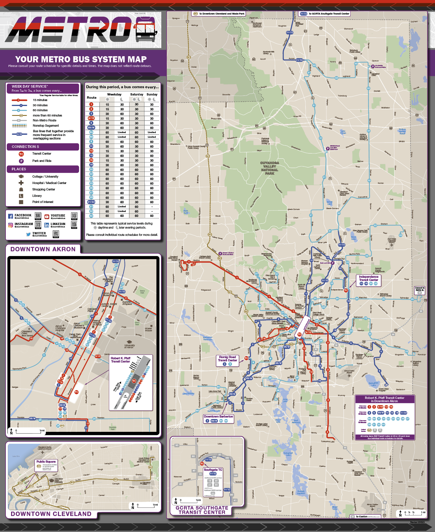 Akron METRO Bus, METRO RTA, Akron METRO Bus Schedule