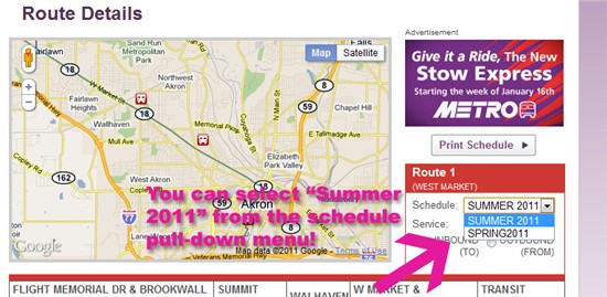 You can select “Summer 2011” from the schedule pull-down menu